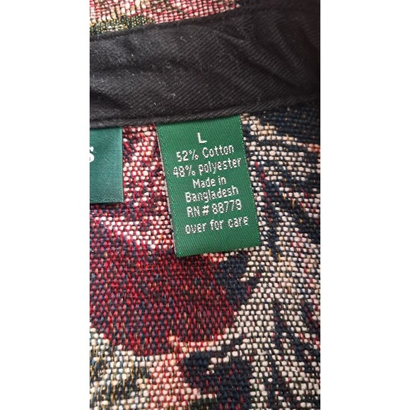 Vintage LEMON GRASS STUDIO L Tapestry Floral Leaf Print Blazer Jacket Pockets - Picture 6 of 7